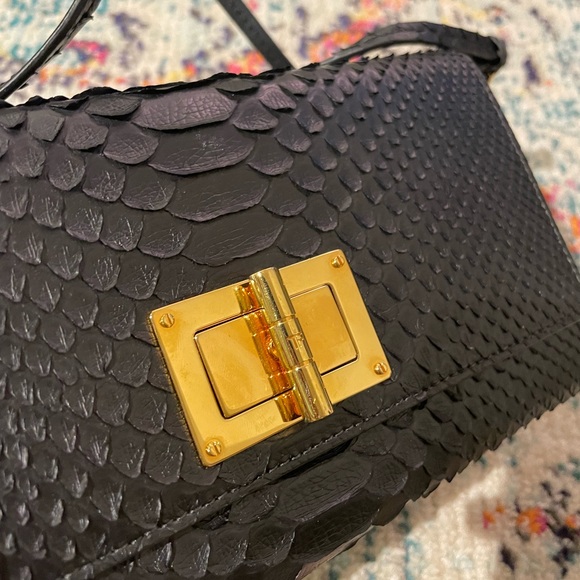 Tom Ford Natalia Black Python Shoulder Bag - Picture 3 of 5